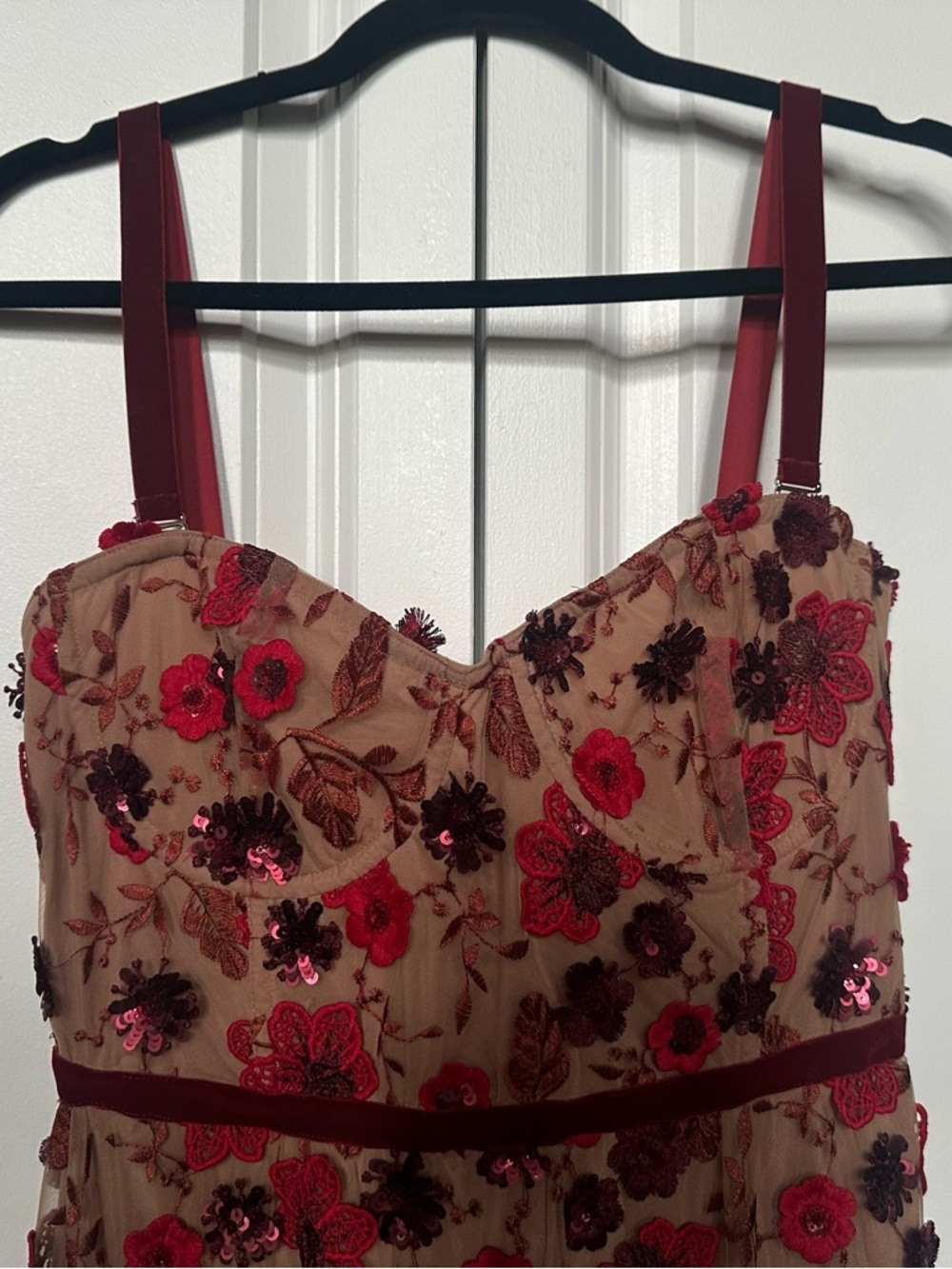 For Love And Lemons Burgundy and Nude Floral Maxi Dress - Picture 2 of 3